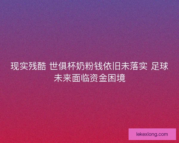 现实残酷 世俱杯奶粉钱依旧未落实 足球未来面临资金困境